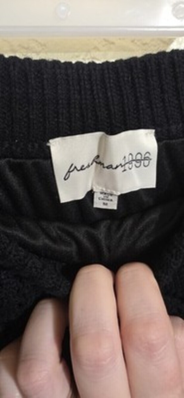 FRESHMAN 1996 Black Knit Midi Skirt, Boho Womens Size M, Diamond Pattern Bodycon - Picture 2 of 12